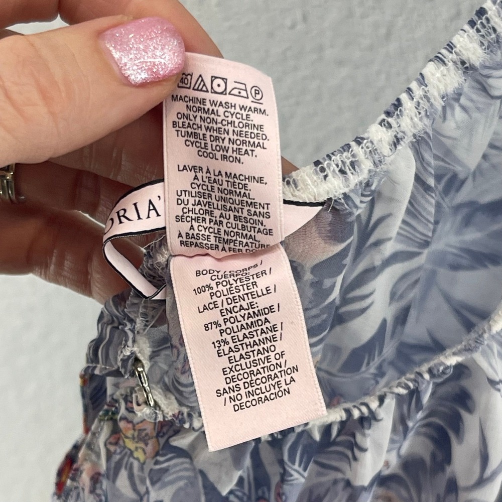 Vintage Victoria's Secret Babydoll Dress M Sheer Floral Halter Coquette Fairy - Picture 13 of 16